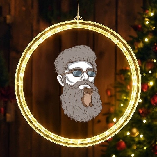 Beard Weasel Funny Beard Design LED Christmas Window Lights