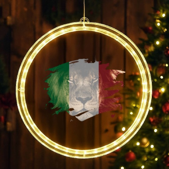 Italy Flag & African Lion Picture LED Christmas Window Lights