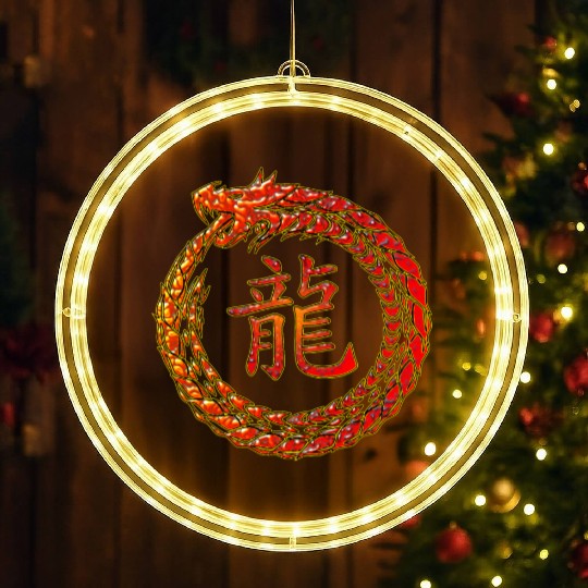 Fire Dragon In Circle with Chinese Dragon Symbol LED Christmas Window Lights