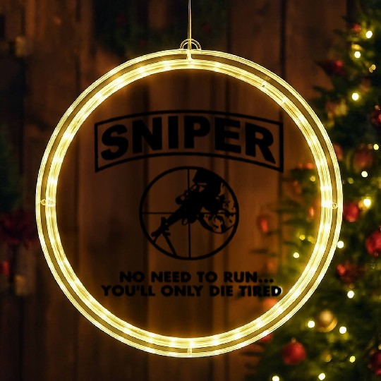 Sniper No Need To Run Army Marine Corps Adult LED Christmas Window Lights