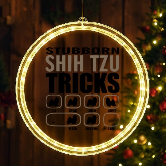 stubborn shih tzu tricks husky LED Christmas Window Lights