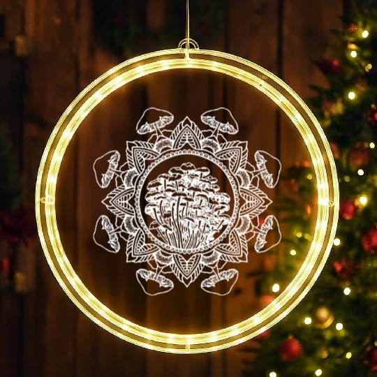 Men s Mushroom Mandala Psychedelic Tattoo Style LED Christmas Window Lights