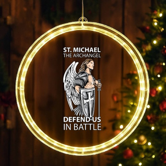 St Michael the Archangel Saints Angel Catholic LED Christmas Window Lights