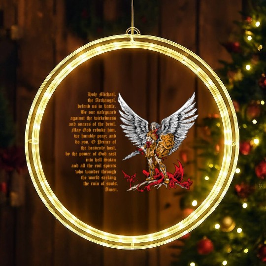 Saint Michael LED Christmas Window Lights for men prayer catholic church