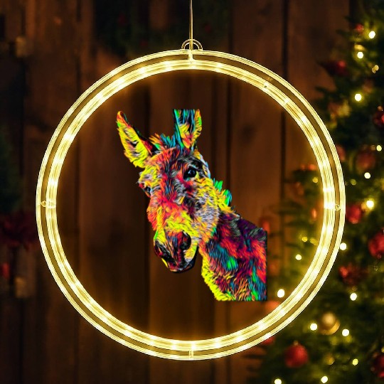 Jackass Mule Donkey Colored Design For Animal Lovers Owners True Friend LED Christmas Window Lights
