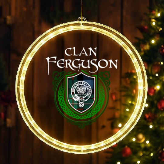 Ferguson Surname Scottish Clan Tartan Crest Badge LED Christmas Window Lights