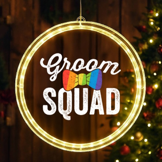 Groom Squad LED Christmas Window Lights LGBT Pride Gay Bachelor Wedding Gift