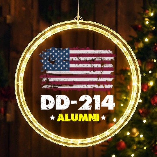 DD-214 Us Armed Forces Alumni American Flag LED Christmas Window Lights