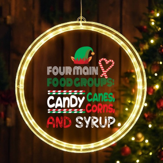four main food groups candy candy funny elf saying LED Christmas Window Lights