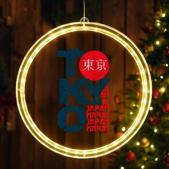 Tokyo japan LED Christmas Window Lights stamp lettering.