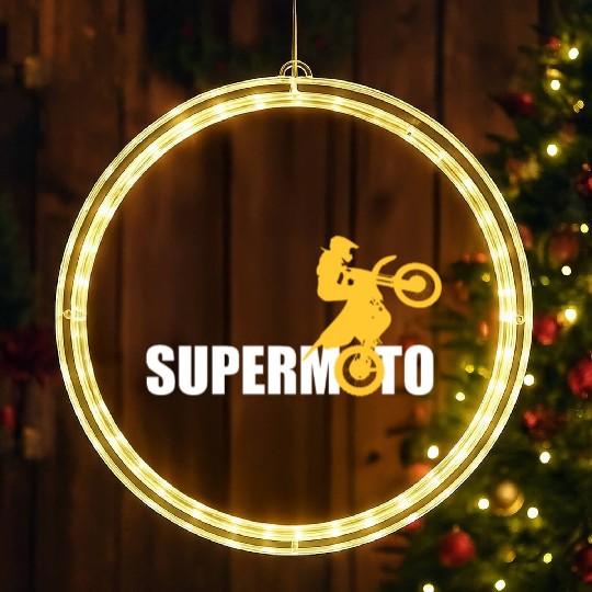 Supermoto Motorcycle - Gift for Men and Bikers LED Christmas Window Lights