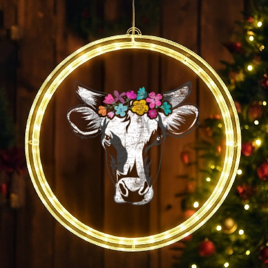 Cow Land Flowers LED Christmas Window Lights