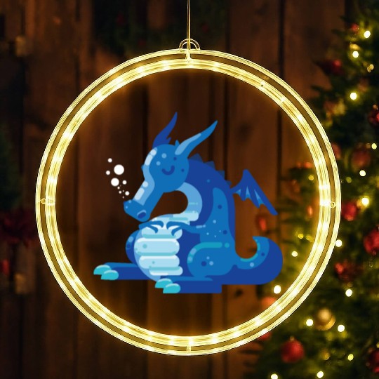 Dragon Wyvern Frost Ice Crystal Winter Fat Gift LED Christmas Window Lights