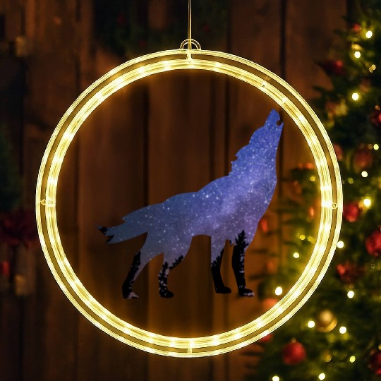 Wolf wolves galaxy howl LED Christmas Window Lights