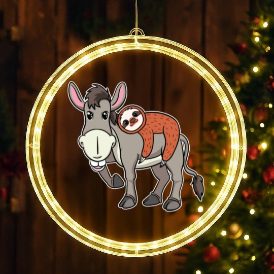 donkey riding sloth farm animal farmer gift LED Christmas Window Lights