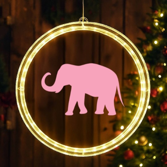 Pink Elephant Tribal Art Tribe Floral Paleo Cave LED Christmas Window Lights