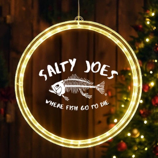 salty joes where fish go to die logo bog and tall LED Christmas Window Lights