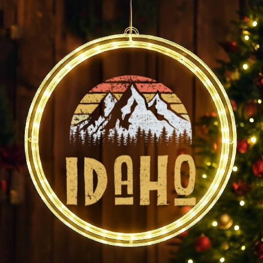 Vintage Retro Id Idaho Us Mountain State LED Christmas Window Lights