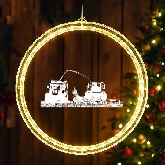 Corn chopper chopping corn harvester farmer LED Christmas Window Lights
