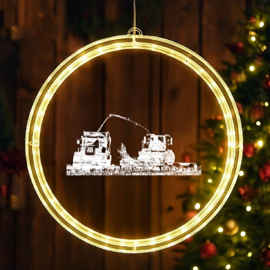 Corn chopper chopping corn harvester farmer LED Christmas Window Lights