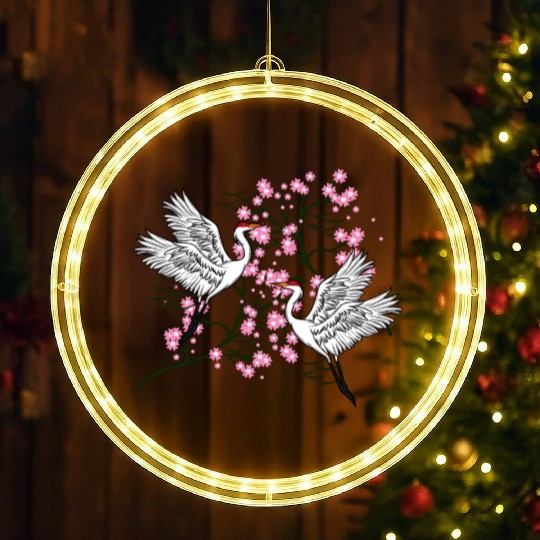 Crane Cherry Blossom Japanese traditional gift LED Christmas Window Lights