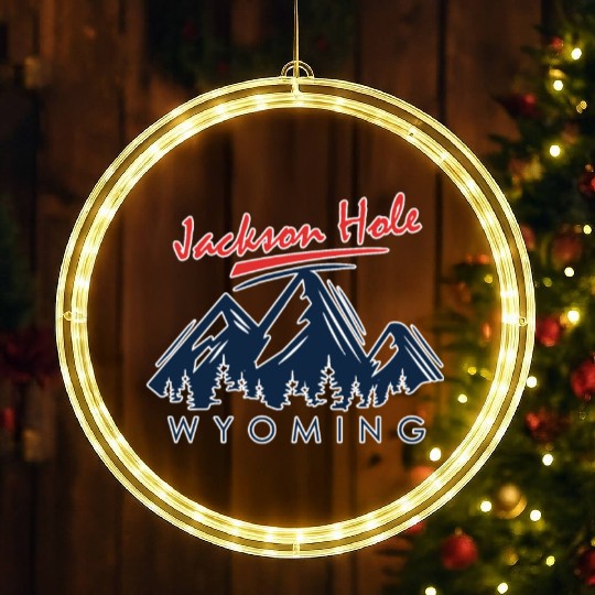 Jackson Hole Wyoming LED Christmas Window Lights Vintage City Retro Tshi