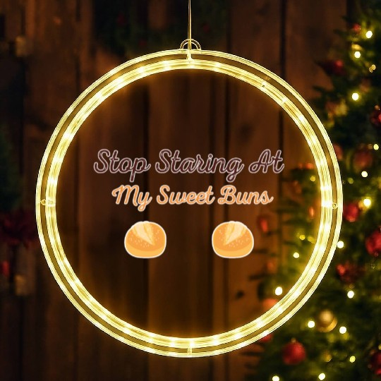 Stop Staring At My Sweet Buns LED Christmas Window Lights Girl Boobs Fun