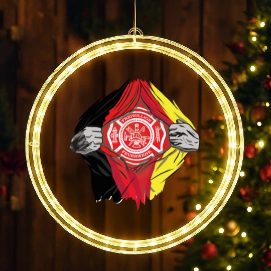 German Volunteer Fire Brigade Firefighter LED Christmas Window Lights