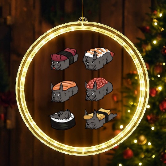 Scottish Terrier Sushi Nigiri LED Christmas Window Lights
