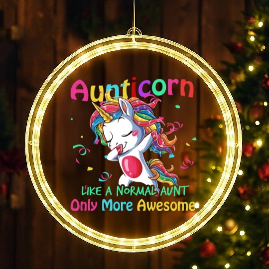 Aunticorn Like A Normal Aunt Only Awesome Unicorn LED Christmas Window Lights