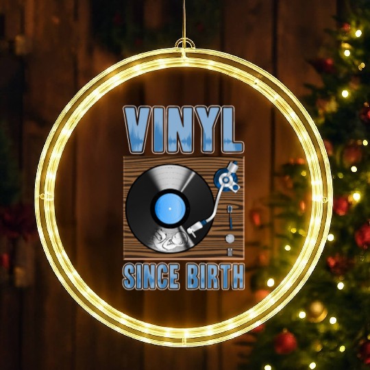 Vinyl Since Birth Retro Pride Turntable Record LED Christmas Window Lights