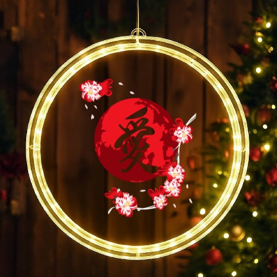Cherry Blossom Flower Japanese Kanji Vintage LED Christmas Window Lights