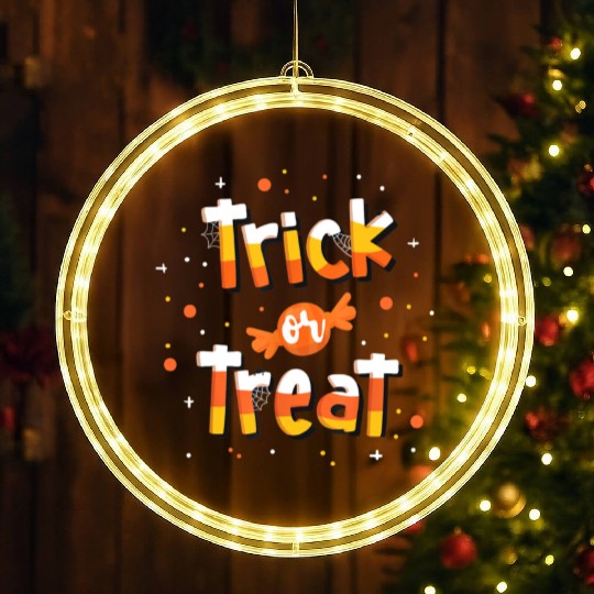 Trick Or treat Candy Yellow and Orange Cute LED Christmas Window Lights