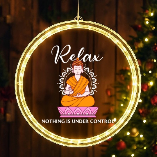 Buddha Quote india hindu shanti Buddhist Relax LED Christmas Window Lights