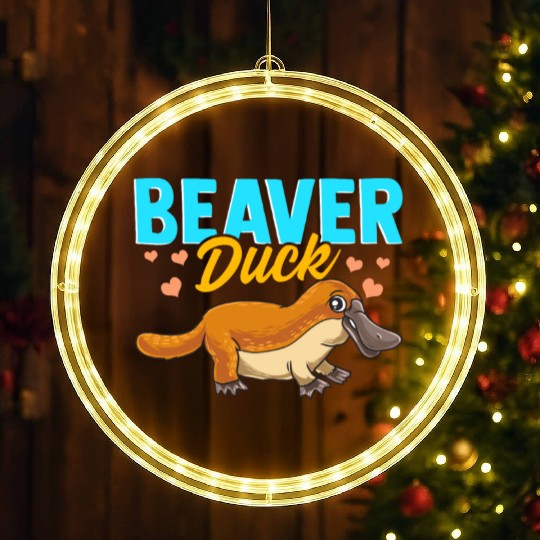 Beaver Duck Platypus Pun Cute Duck Billed Platypus LED Christmas Window Lights