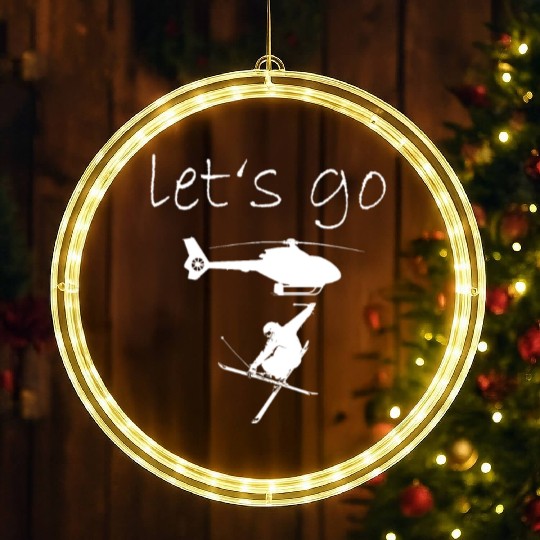 Heliskiing Heli Ski helicopter Skiing Skier LED Christmas Window Lights