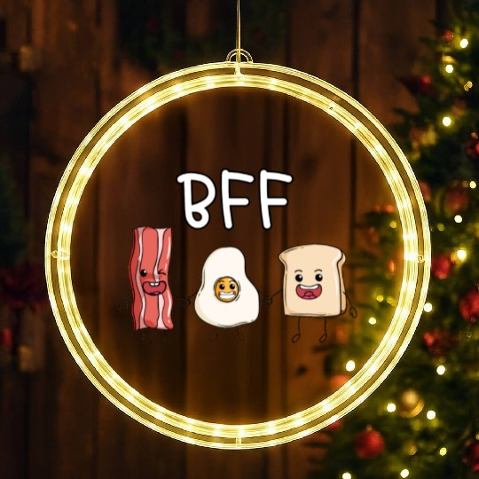 Fried egg bacon and toast best friends forever LED Christmas Window Lights