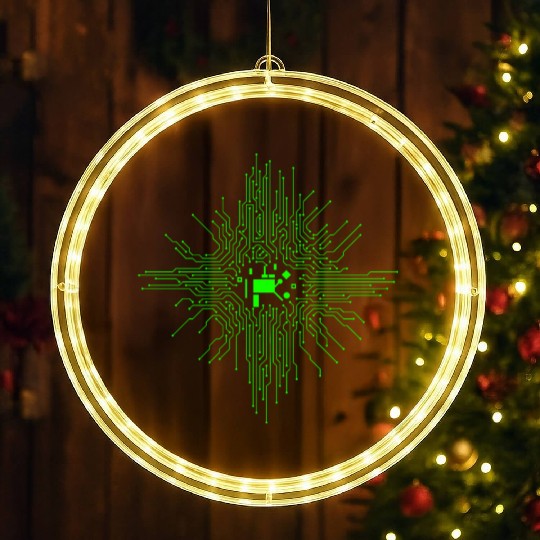 Power Circuit Tech Nerd CPU Green LED Christmas Window Lights