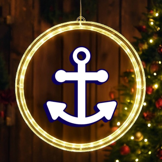 Nautical boat anchor in navy blue and white 3D LED Christmas Window Lights
