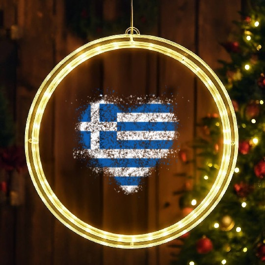 Heart Greek Flag LED Christmas Window Lights