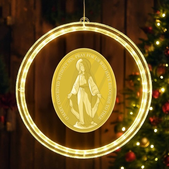 Miraculous medal of virgin mary catholic christian LED Christmas Window Lights
