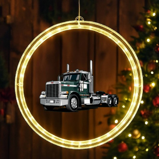 Green Semi Truck LED Christmas Window Lights