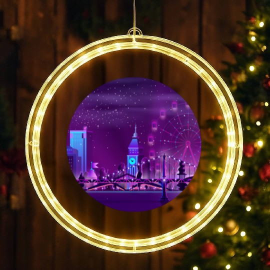 Synthwave Neon City: London LED Christmas Window Lights