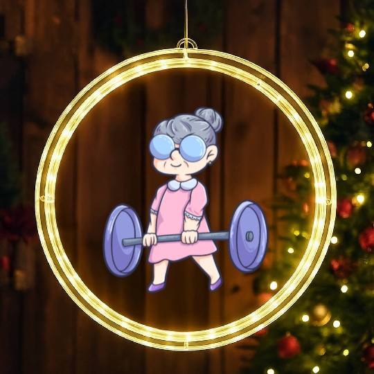 Gym Fitness Workout grandma woman's pension LED Christmas Window Lights