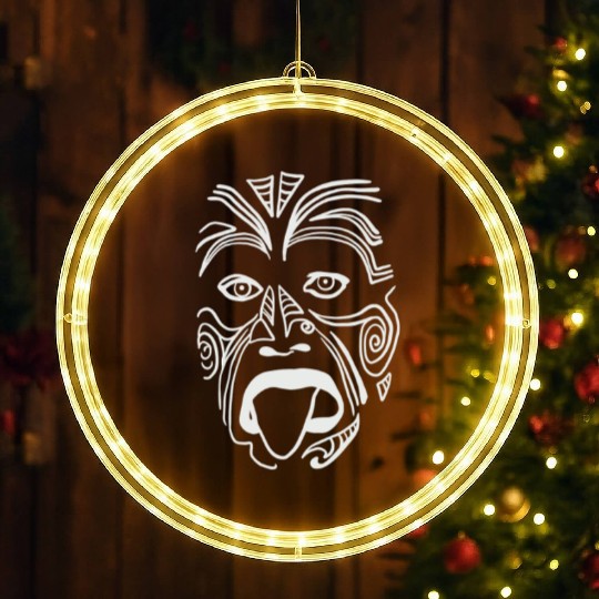 The Tribal Haka Mask Guy - Indigenous Face LED Christmas Window Lights