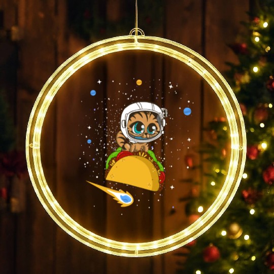 Taco Cat In Space LED Christmas Window Lights Dancing Cat Taco