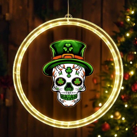 Sugar Skull St Patricks Day LED Christmas Window Lights