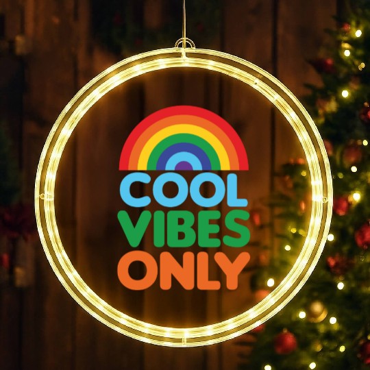 Positive Cool Vibes Only Rainbow Design LED Christmas Window Lights