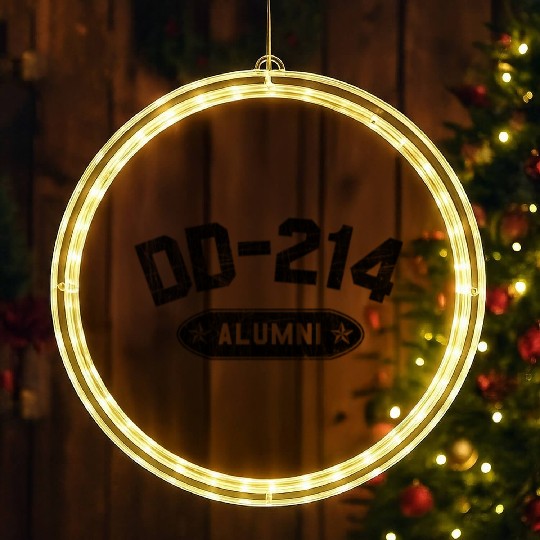 DD-214 Alumni In Black US Military Distressed LED Christmas Window Lights