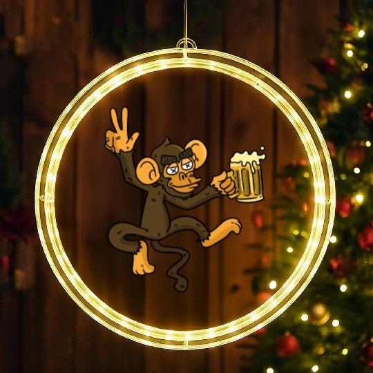 DRUNK MONKEY Beer LED Christmas Window Lights